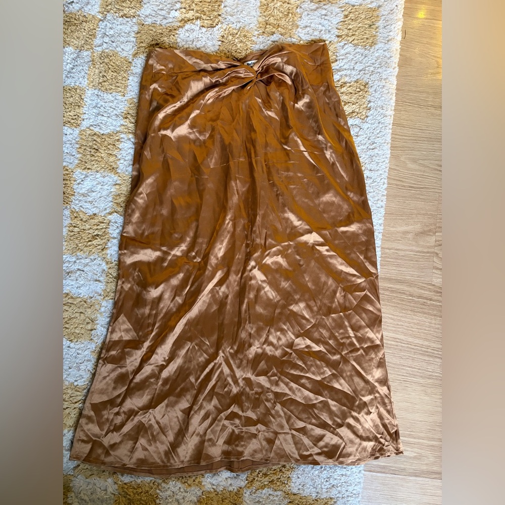 Reformation Ember Silk Midi Skirt in Butterscotch gold - Picture 6 of 11